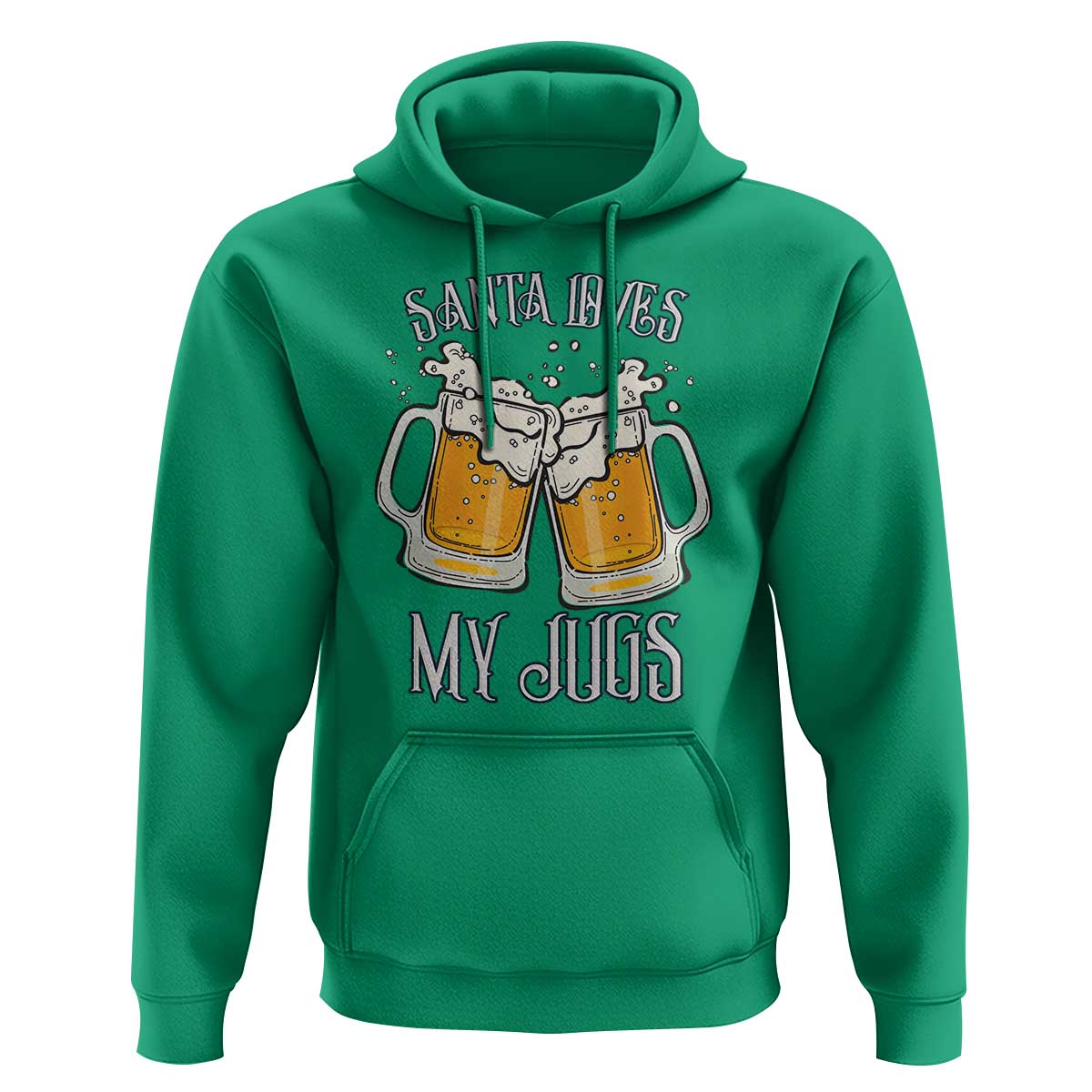 Funny Christmas Beers Couple Hoodie Santa Loves My Jugs Beers Drinker