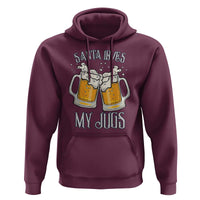 Funny Christmas Beers Couple Hoodie Santa Loves My Jugs Beers Drinker
