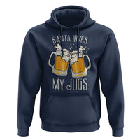 Funny Christmas Beers Couple Hoodie Santa Loves My Jugs Beers Drinker
