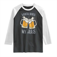 Funny Christmas Beers Couple Raglan Shirt Santa Loves My Jugs Beers Drinker - Wonder Print Shop