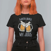 Funny Christmas Beers Couple T Shirt For Women Santa Loves My Jugs Beers Drinker - Wonder Print Shop