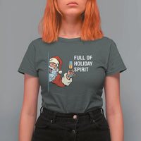Funny Christmas Wine T Shirt For Women Full Of Holiday Spirit Santa - Wonder Print Shop