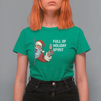 Funny Christmas Wine T Shirt For Women Full Of Holiday Spirit Santa - Wonder Print Shop