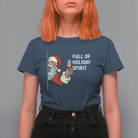 Funny Christmas Wine T Shirt For Women Full Of Holiday Spirit Santa - Wonder Print Shop