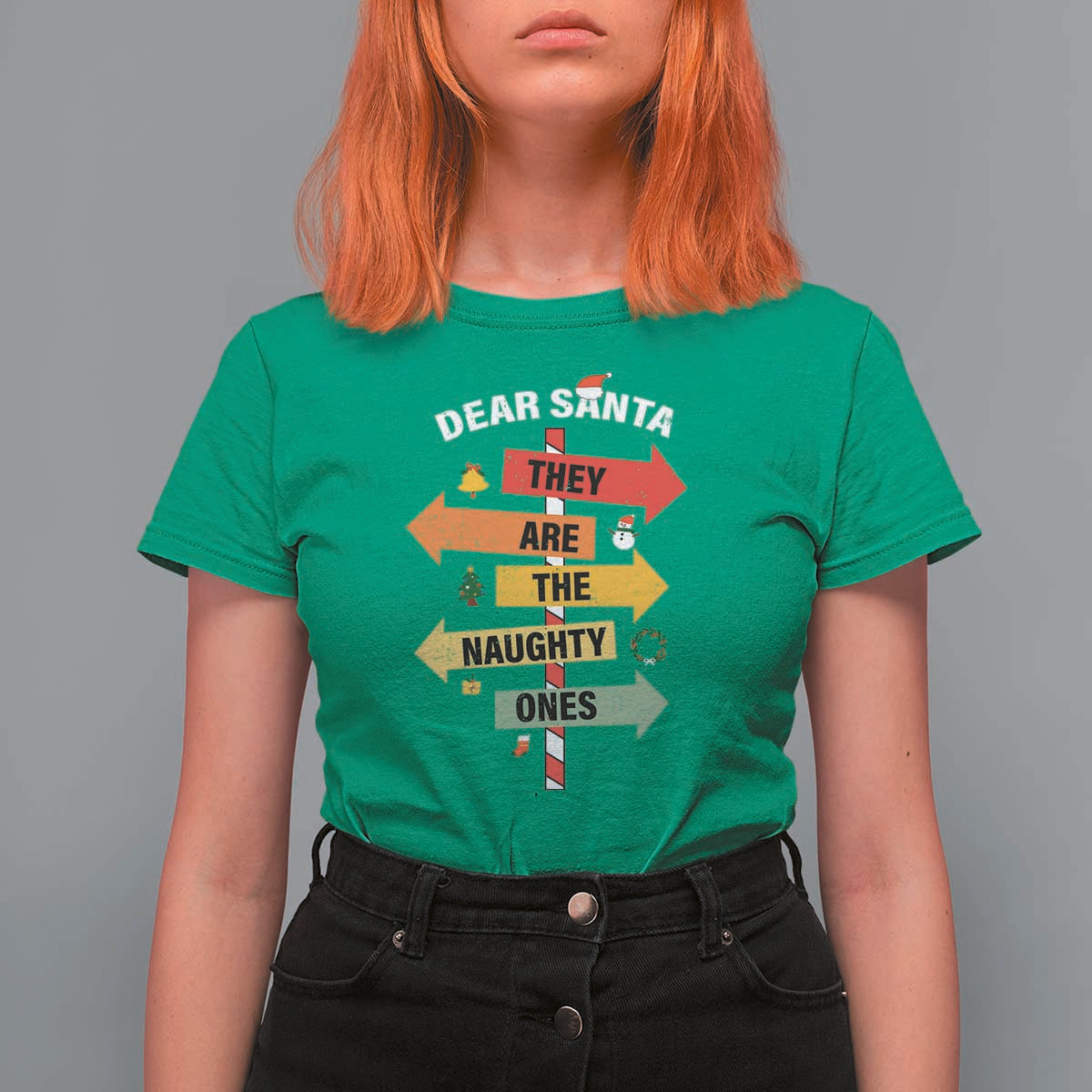 Dear Santa They Are The Naughty Ones Christmas T Shirt For Women - Wonder Print Shop