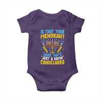 Funny Is That your Menorah Cause That's Just A Damn Candelabra Baby Onesie Hanukkah Menorah - Wonder Print Shop