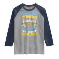 Funny Is That your Menorah Cause That's Just A Damn Candelabra Raglan Shirt Hanukkah Menorah - Wonder Print Shop