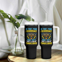 Funny Is That your Menorah Cause That's Just A Damn Candelabra Tumbler With Handle Hanukkah Menorah - Wonder Print Shop