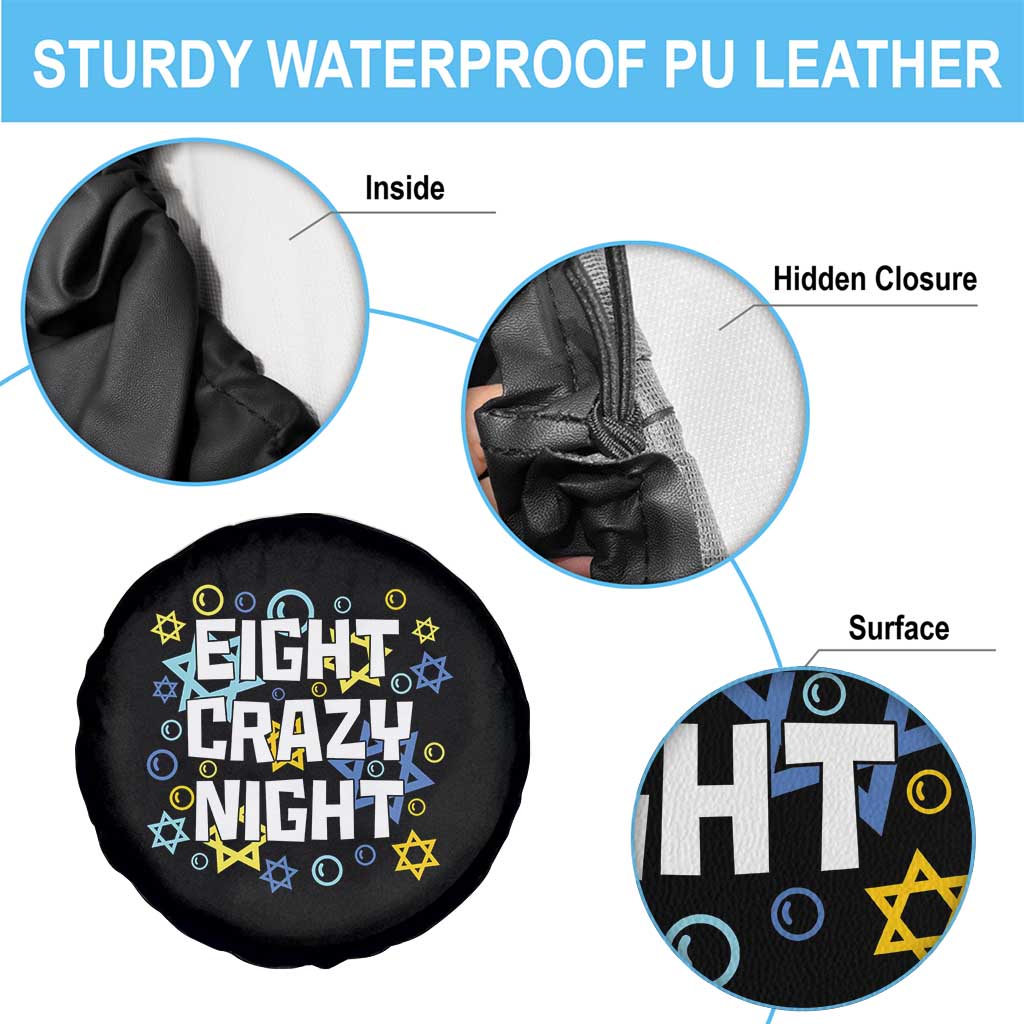 Funny Hanukkah Eight Crazy Night Spare Tire Cover Jewish Hebrew Chanukah David Stars - Wonder Print Shop