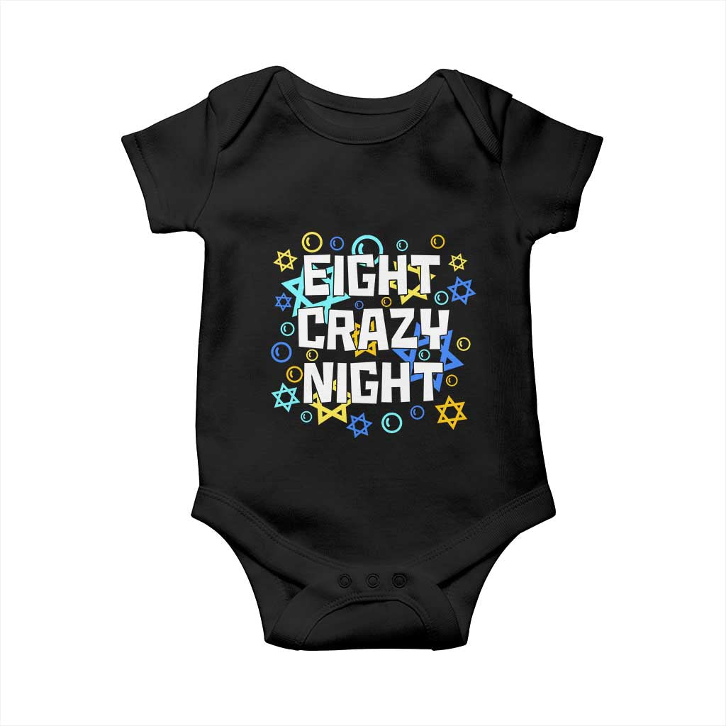 Funny Hanukkah Eight Crazy Night Baby Onesie Jewish Hebrew Chanukah David Stars - Wonder Print Shop