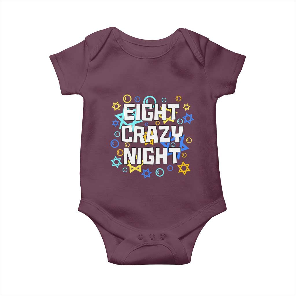 Funny Hanukkah Eight Crazy Night Baby Onesie Jewish Hebrew Chanukah David Stars - Wonder Print Shop