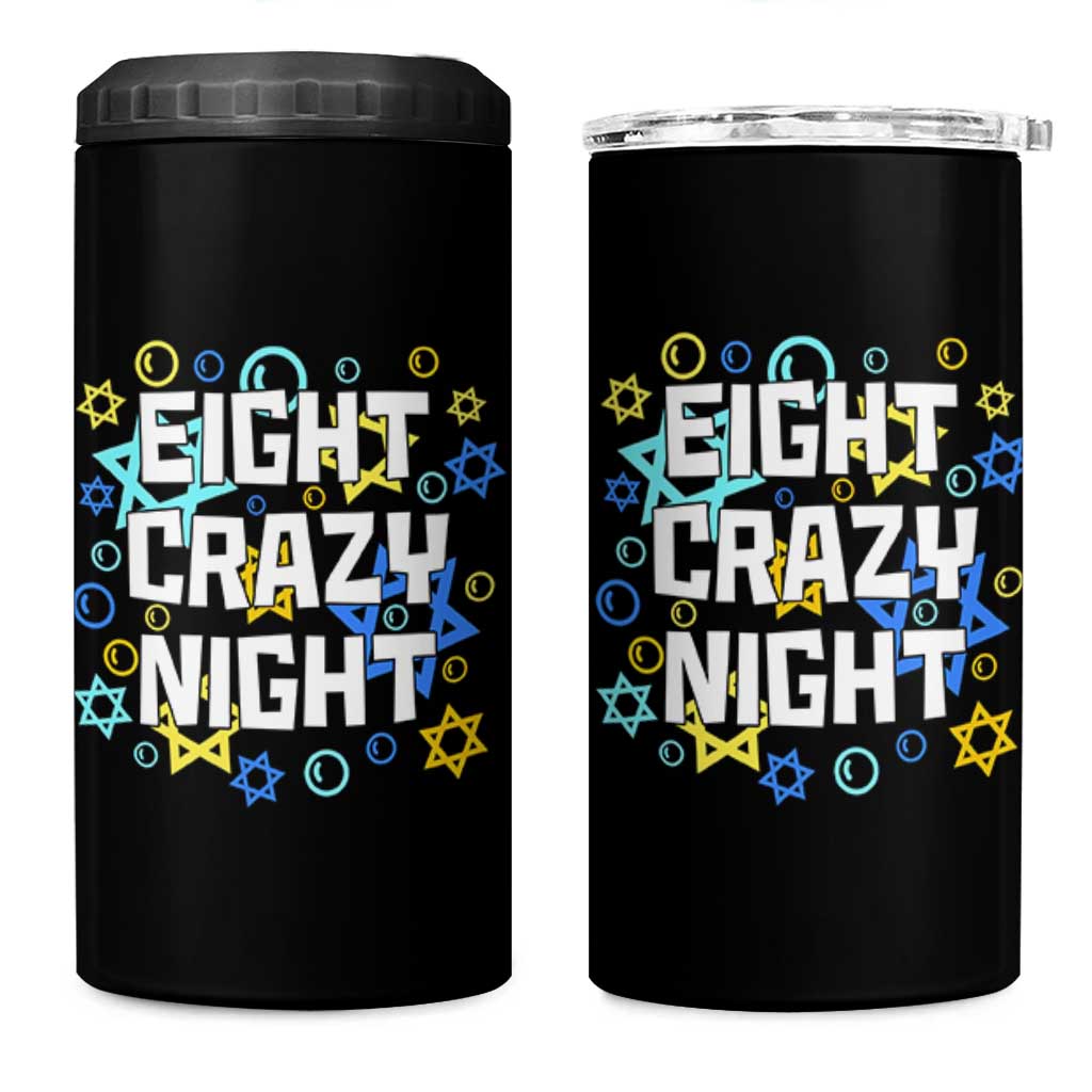 Funny Hanukkah Eight Crazy Night 4 in 1 Can Cooler Tumbler Jewish Hebrew Chanukah David Stars - Wonder Print Shop