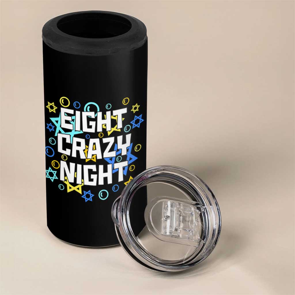 Funny Hanukkah Eight Crazy Night 4 in 1 Can Cooler Tumbler Jewish Hebrew Chanukah David Stars - Wonder Print Shop