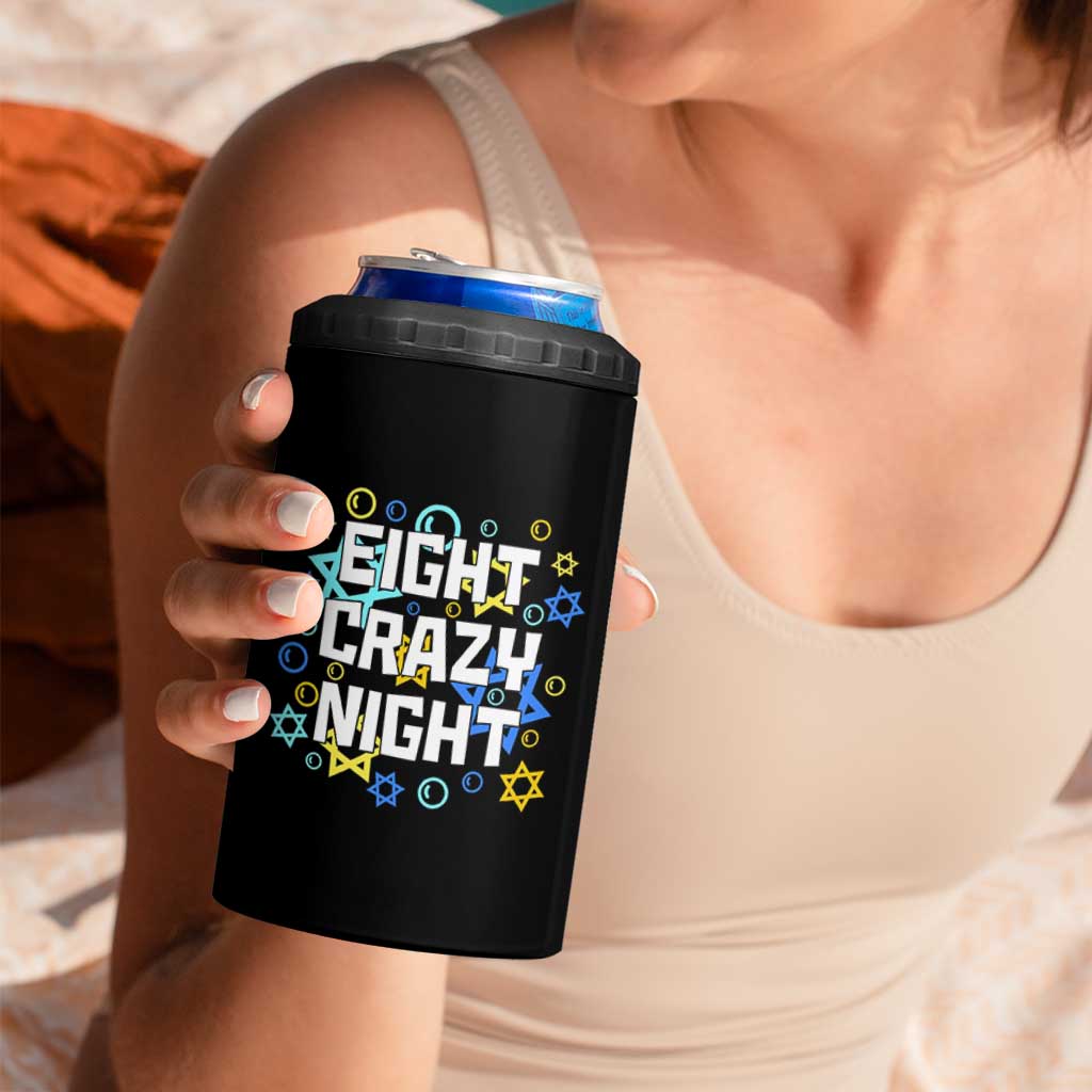Funny Hanukkah Eight Crazy Night 4 in 1 Can Cooler Tumbler Jewish Hebrew Chanukah David Stars - Wonder Print Shop