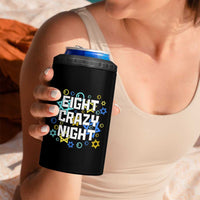 Funny Hanukkah Eight Crazy Night 4 in 1 Can Cooler Tumbler Jewish Hebrew Chanukah David Stars - Wonder Print Shop