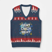 Funny Hanukkah Eight Crazy Night V-Neck Knit Sweater Vest Jewish Hebrew Chanukah David Stars - Wonder Print Shop