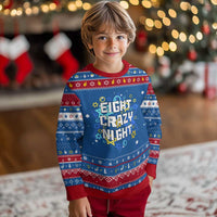 Funny Chanukah Eight Crazy Night Hanukkah Ugly Sweater Jewish Hebrew David Stars - Wonder Print Shop
