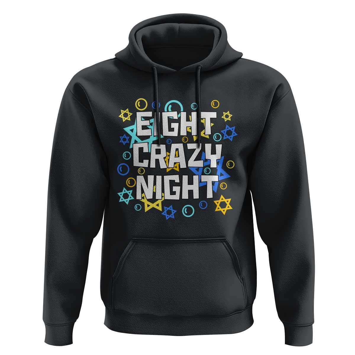Funny Hanukkah Eight Crazy Night Hoodie Jewish Hebrew Chanukah David Stars - Wonder Print Shop