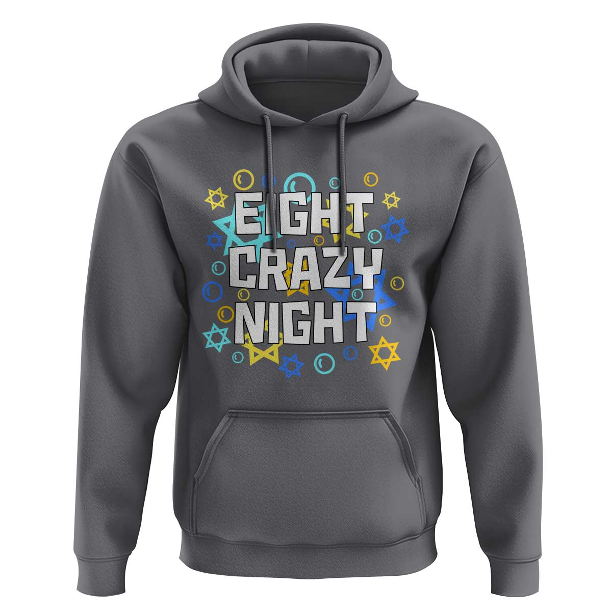 Funny Hanukkah Eight Crazy Night Hoodie Jewish Hebrew Chanukah David Stars - Wonder Print Shop