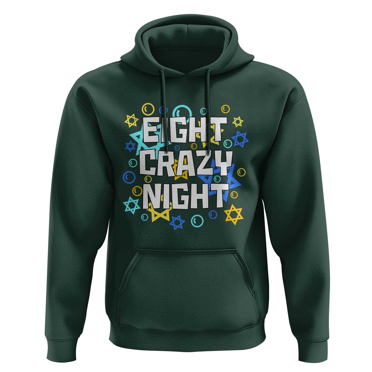 Funny Hanukkah Eight Crazy Night Hoodie Jewish Hebrew Chanukah David Stars - Wonder Print Shop