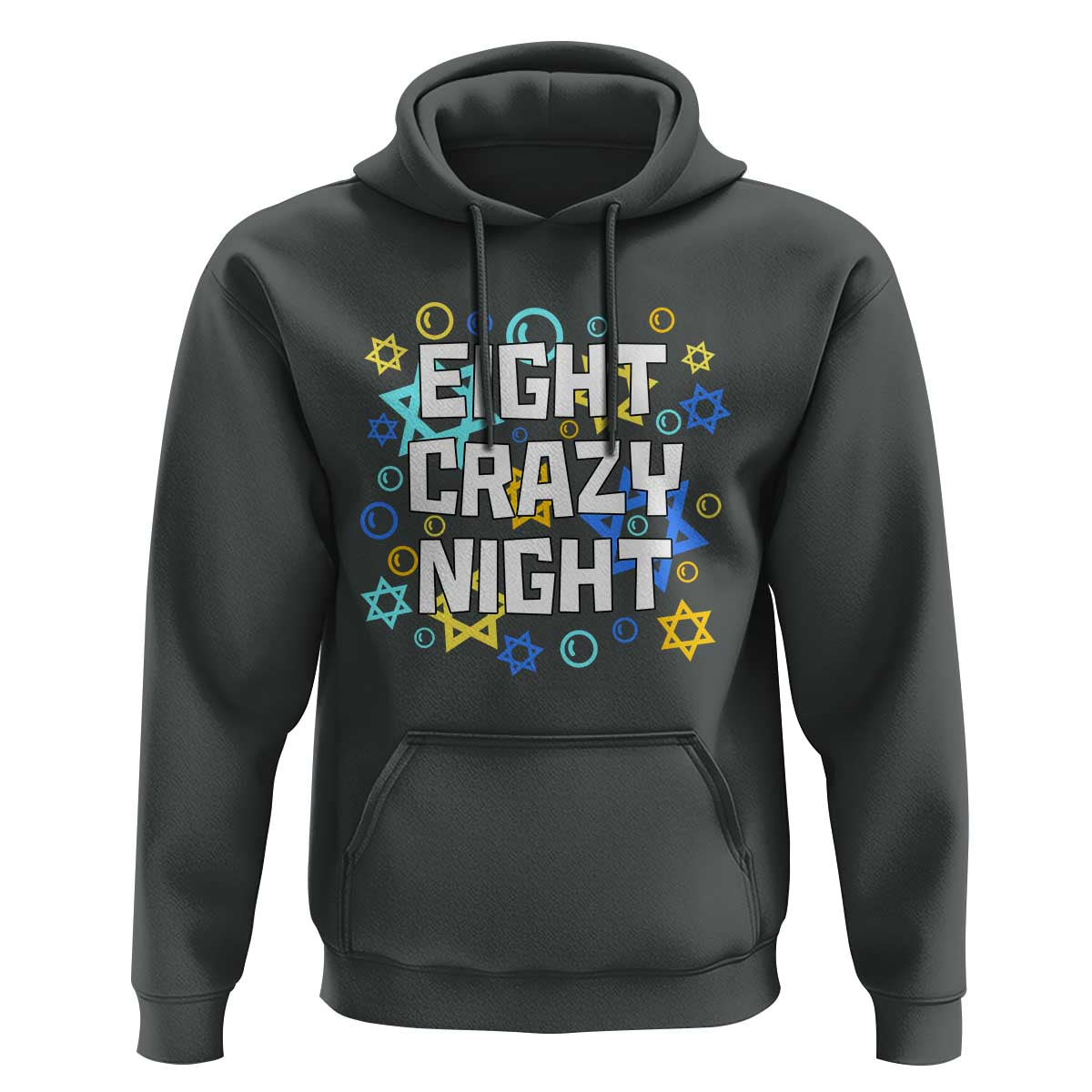 Funny Hanukkah Eight Crazy Night Hoodie Jewish Hebrew Chanukah David Stars - Wonder Print Shop
