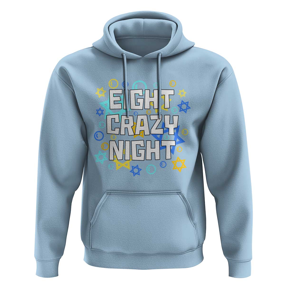 Funny Hanukkah Eight Crazy Night Hoodie Jewish Hebrew Chanukah David Stars - Wonder Print Shop