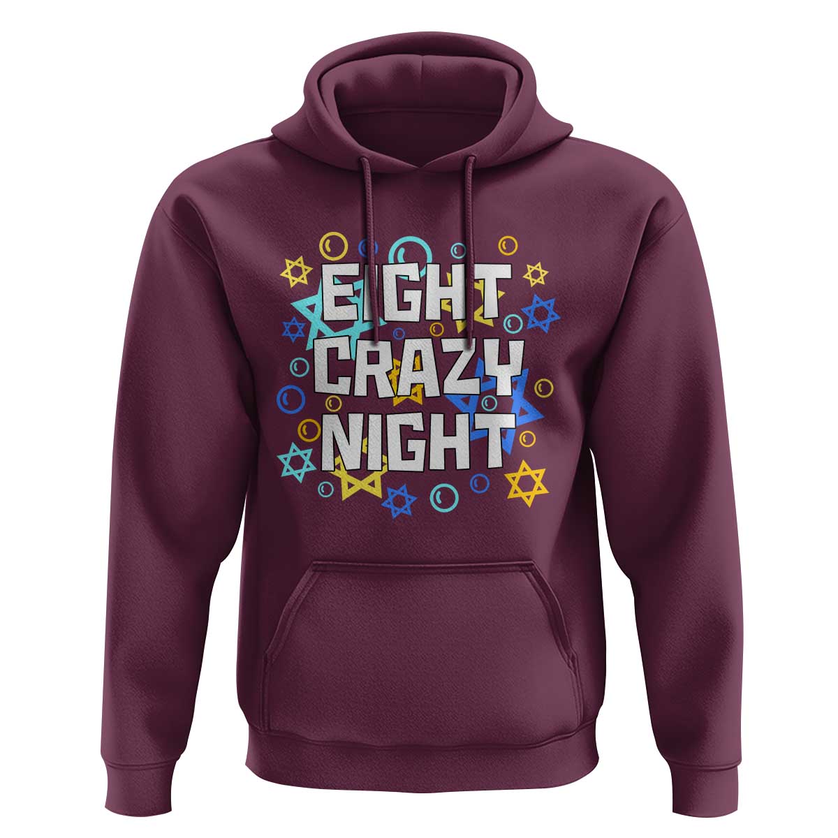 Funny Hanukkah Eight Crazy Night Hoodie Jewish Hebrew Chanukah David Stars - Wonder Print Shop