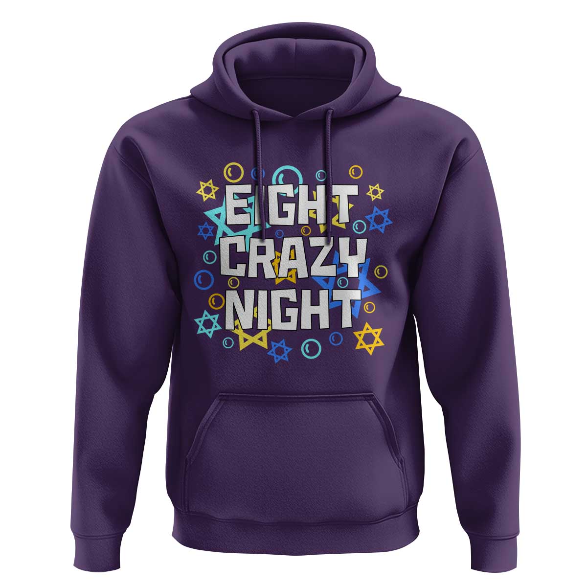 Funny Hanukkah Eight Crazy Night Hoodie Jewish Hebrew Chanukah David Stars - Wonder Print Shop