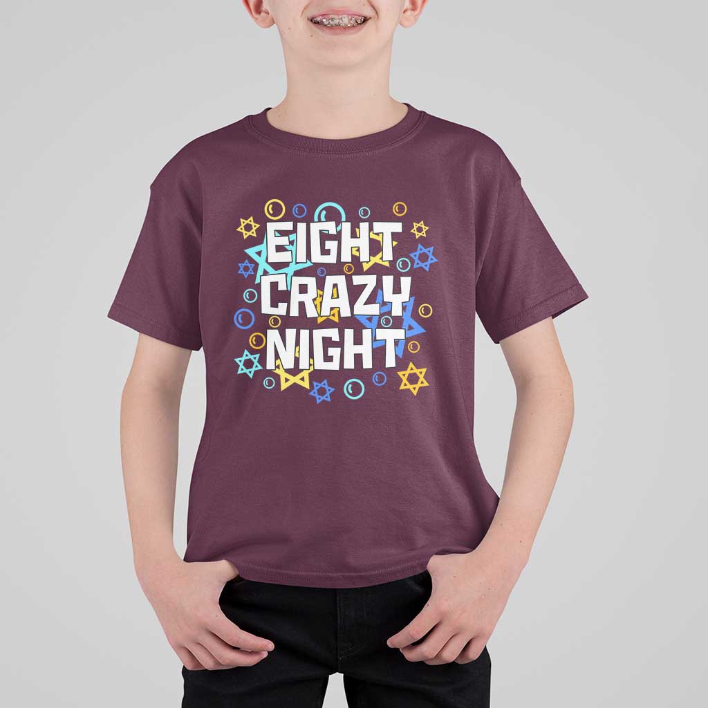 Funny Hanukkah Eight Crazy Night T Shirt For Kid Jewish Hebrew Chanukah David Stars - Wonder Print Shop