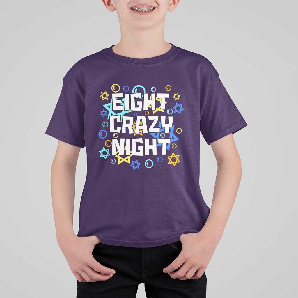 Funny Hanukkah Eight Crazy Night T Shirt For Kid Jewish Hebrew Chanukah David Stars - Wonder Print Shop