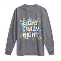 Funny Hanukkah Eight Crazy Night Long Sleeve Shirt Jewish Hebrew Chanukah David Stars - Wonder Print Shop