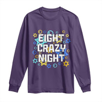 Funny Hanukkah Eight Crazy Night Long Sleeve Shirt Jewish Hebrew Chanukah David Stars - Wonder Print Shop