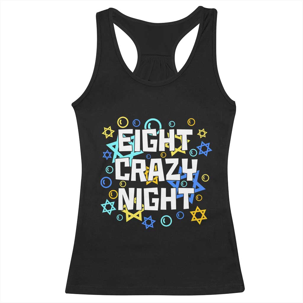 Funny Hanukkah Eight Crazy Night Racerback Tank Top Jewish Hebrew Chanukah David Stars - Wonder Print Shop