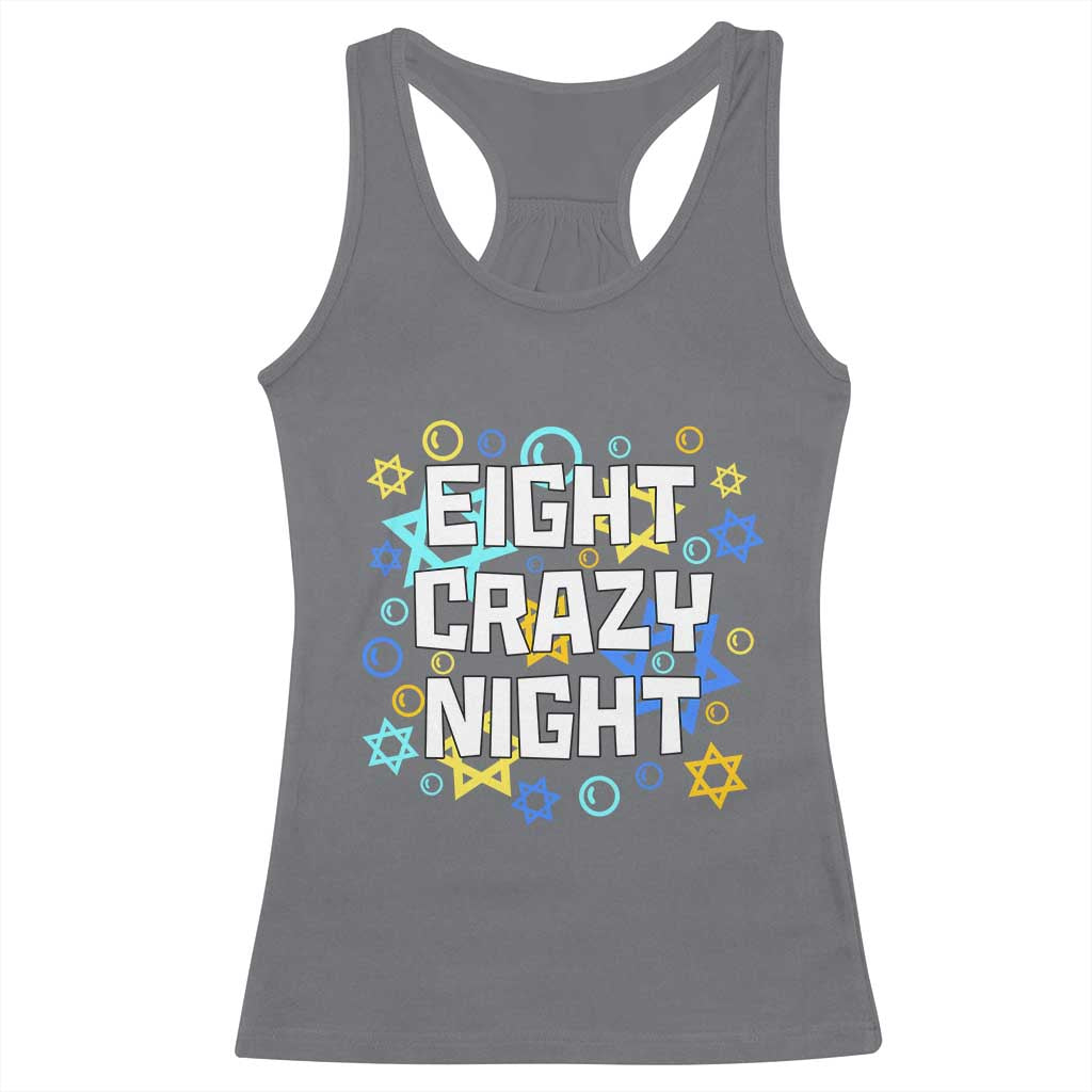 Funny Hanukkah Eight Crazy Night Racerback Tank Top Jewish Hebrew Chanukah David Stars - Wonder Print Shop