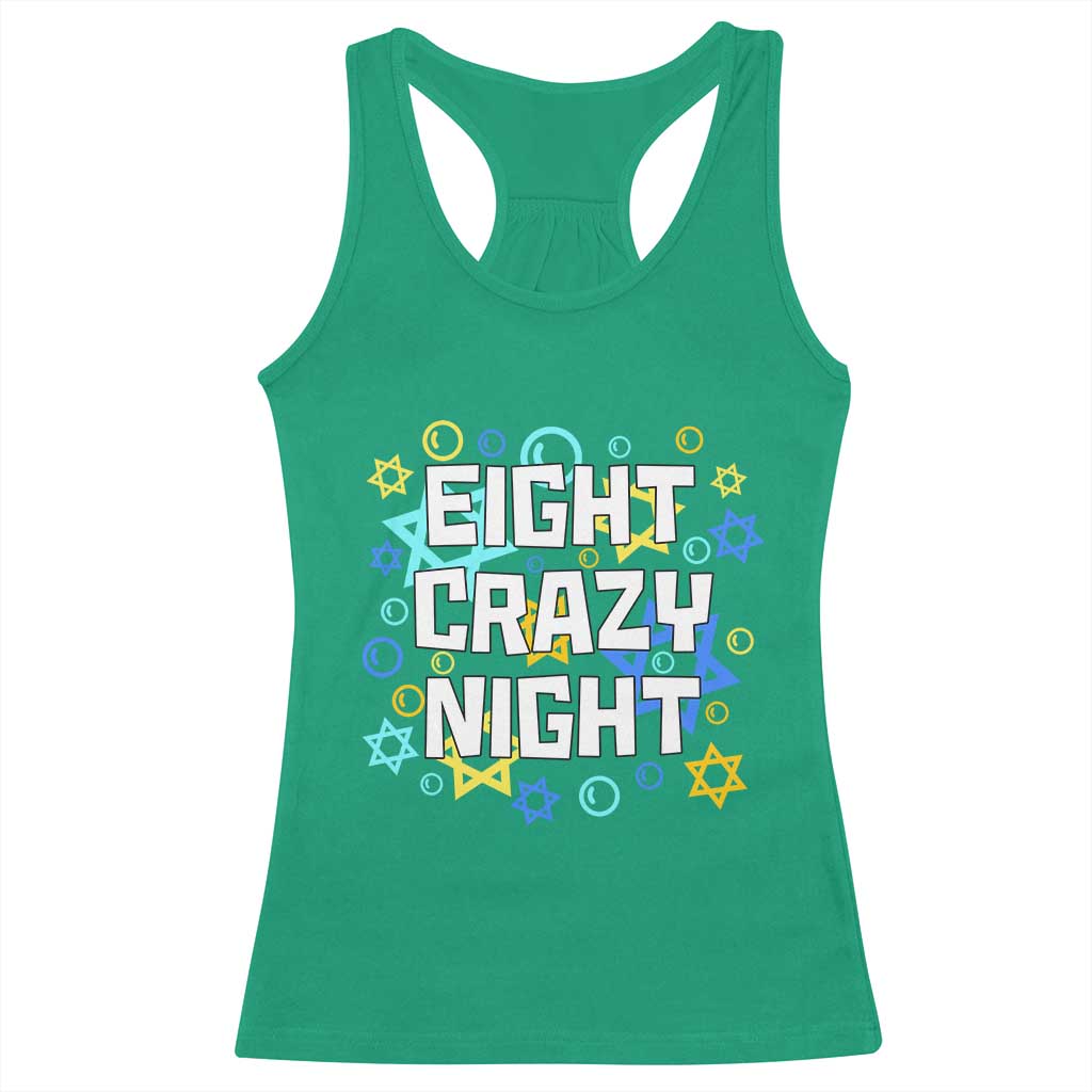 Funny Hanukkah Eight Crazy Night Racerback Tank Top Jewish Hebrew Chanukah David Stars - Wonder Print Shop