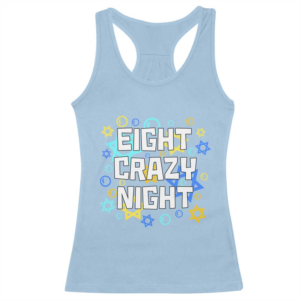 Funny Hanukkah Eight Crazy Night Racerback Tank Top Jewish Hebrew Chanukah David Stars - Wonder Print Shop