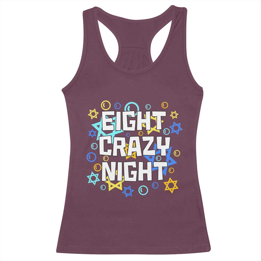 Funny Hanukkah Eight Crazy Night Racerback Tank Top Jewish Hebrew Chanukah David Stars - Wonder Print Shop