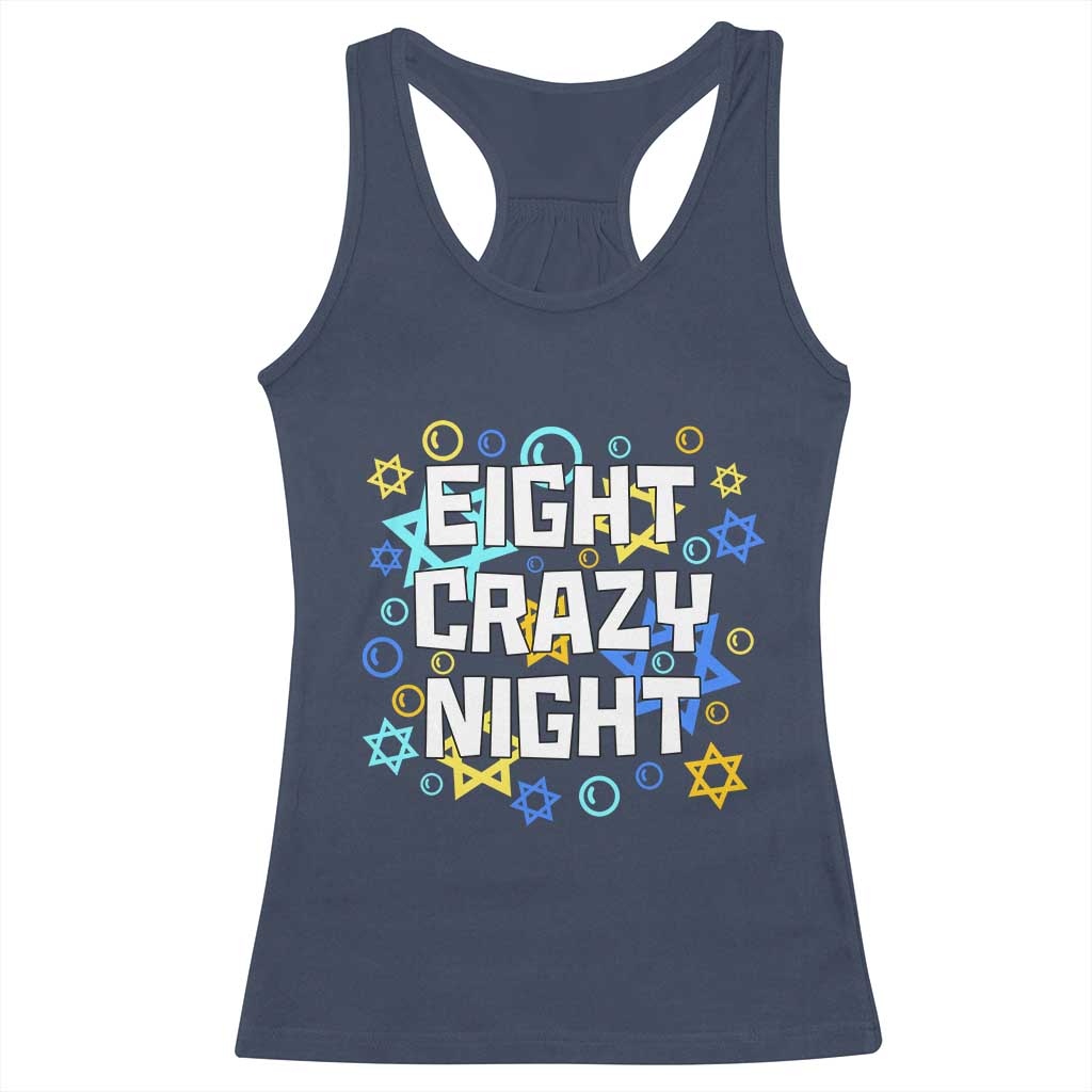 Funny Hanukkah Eight Crazy Night Racerback Tank Top Jewish Hebrew Chanukah David Stars - Wonder Print Shop