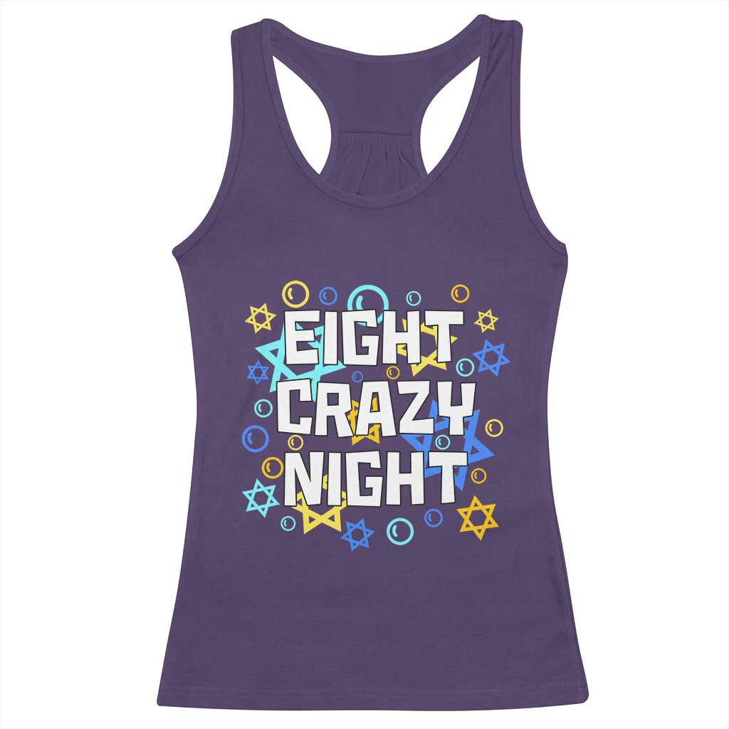 Funny Hanukkah Eight Crazy Night Racerback Tank Top Jewish Hebrew Chanukah David Stars - Wonder Print Shop