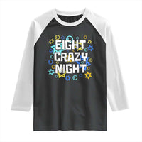 Funny Hanukkah Eight Crazy Night Raglan Shirt Jewish Hebrew Chanukah David Stars - Wonder Print Shop
