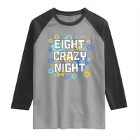 Funny Hanukkah Eight Crazy Night Raglan Shirt Jewish Hebrew Chanukah David Stars - Wonder Print Shop