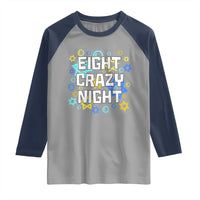 Funny Hanukkah Eight Crazy Night Raglan Shirt Jewish Hebrew Chanukah David Stars - Wonder Print Shop