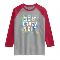 Funny Hanukkah Eight Crazy Night Raglan Shirt Jewish Hebrew Chanukah David Stars - Wonder Print Shop