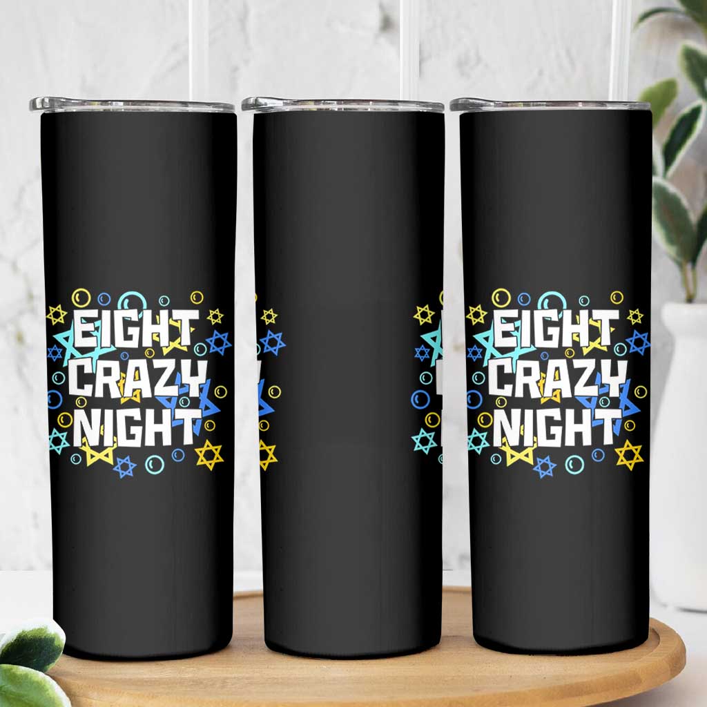 Funny Hanukkah Eight Crazy Night Skinny Tumbler Jewish Hebrew Chanukah David Stars - Wonder Print Shop