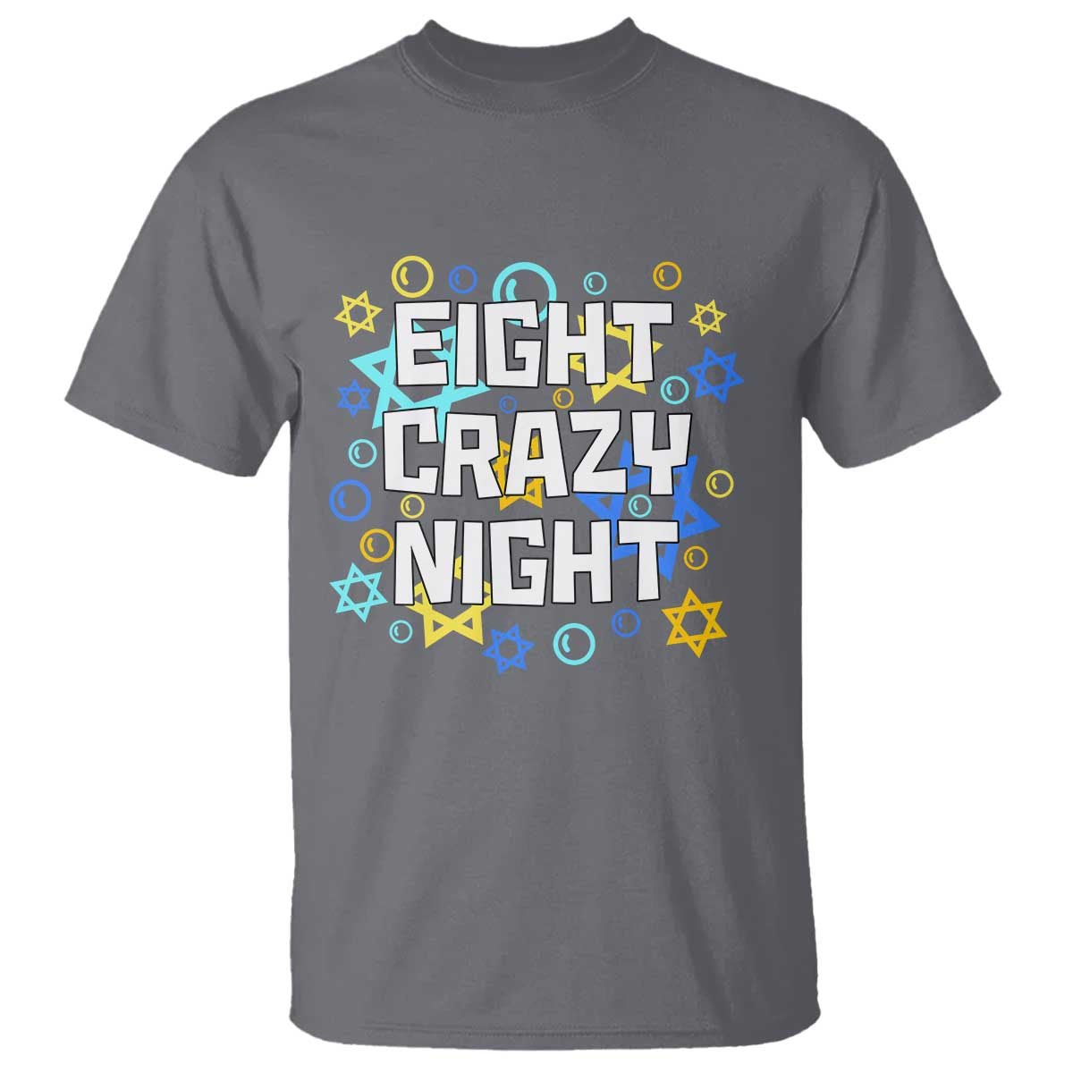 Funny Hanukkah Eight Crazy Night T Shirt Jewish Hebrew Chanukah David Stars - Wonder Print Shop