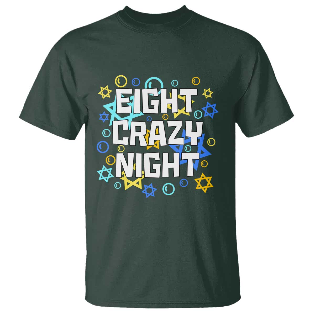 Funny Hanukkah Eight Crazy Night T Shirt Jewish Hebrew Chanukah David Stars - Wonder Print Shop