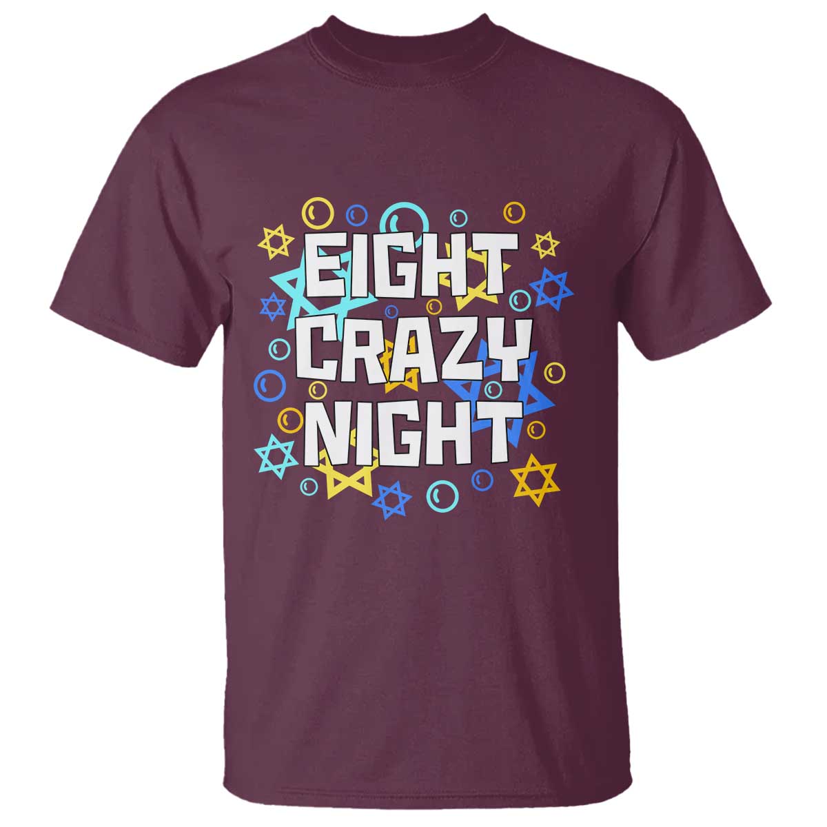 Funny Hanukkah Eight Crazy Night T Shirt Jewish Hebrew Chanukah David Stars - Wonder Print Shop