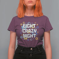 Funny Hanukkah Eight Crazy Night T Shirt For Women Jewish Hebrew Chanukah David Stars - Wonder Print Shop