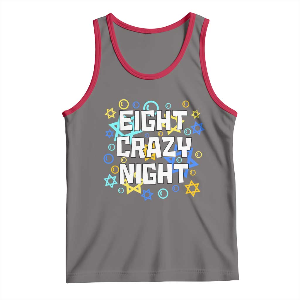 Funny Hanukkah Eight Crazy Night Tank Top Jewish Hebrew Chanukah David Stars - Wonder Print Shop