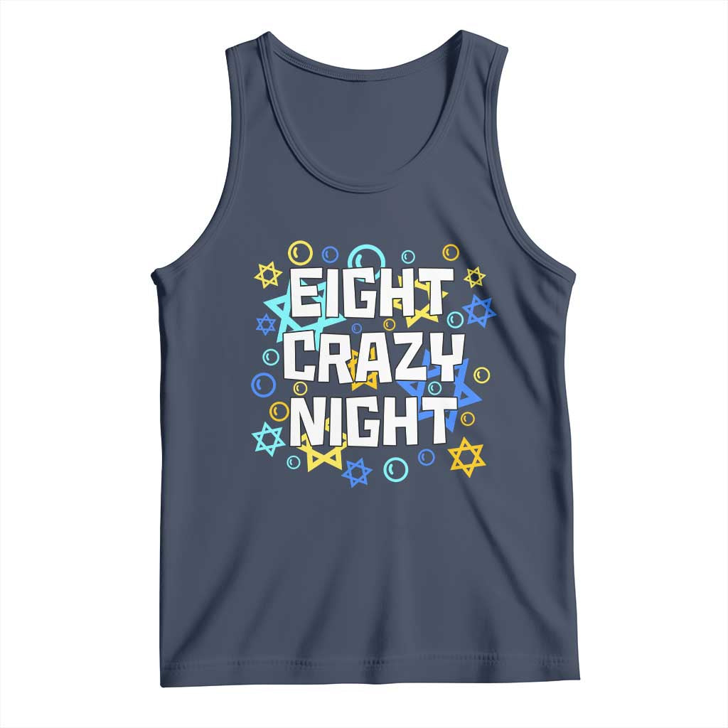 Funny Hanukkah Eight Crazy Night Tank Top Jewish Hebrew Chanukah David Stars - Wonder Print Shop